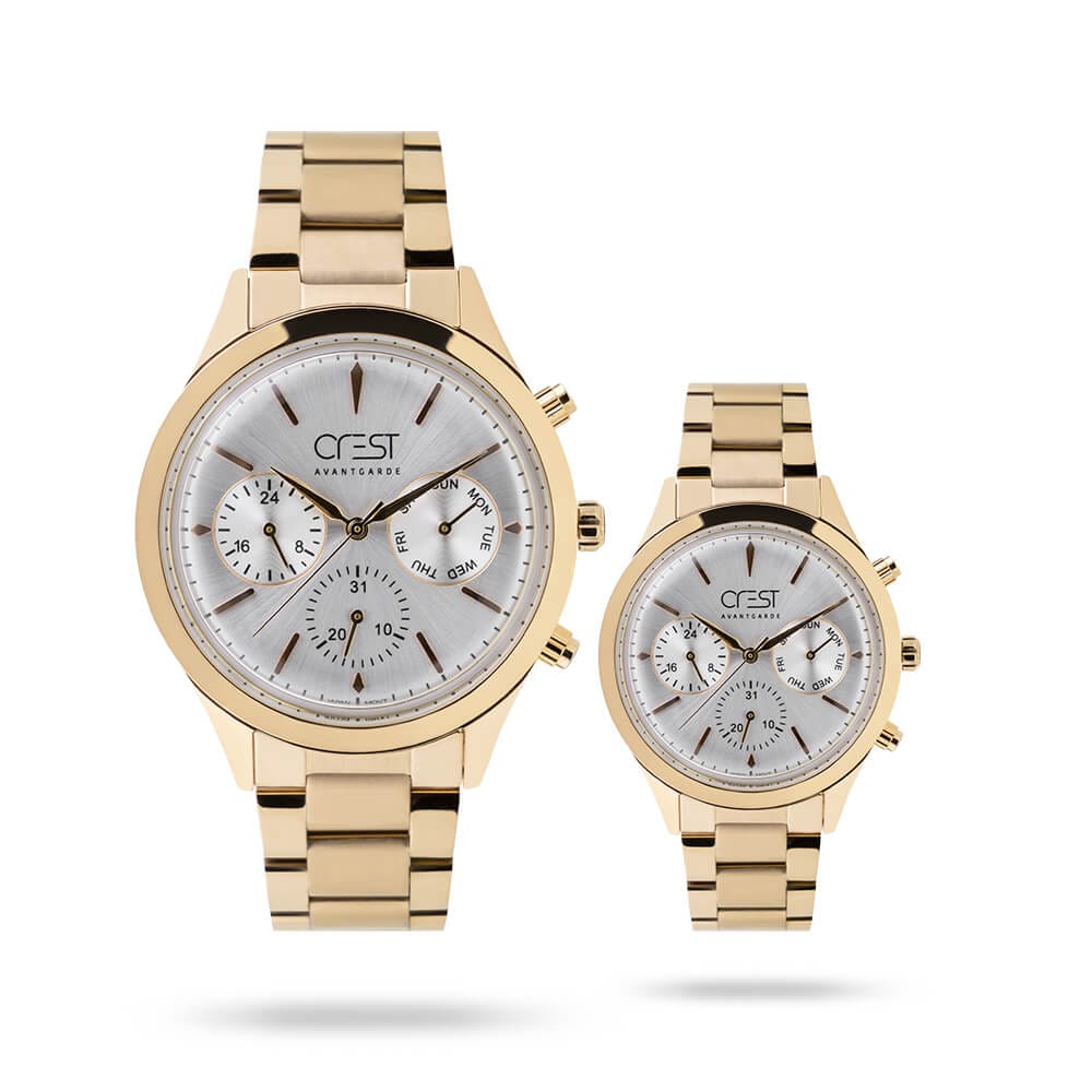 ست ساعت مچی زنانه و مردانه کرست CREST 6156-2 6157-2 3 ساعت ست کرست CREST 6156-2 6157-2