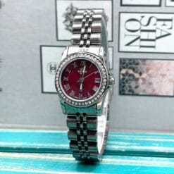 ساعت زنانه الگانس خاکستری قرمز elegamce-2145