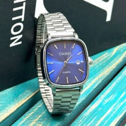 ساعت مردانه کاسیو اولدمانی نقره ای سرمه ای CASIO old many