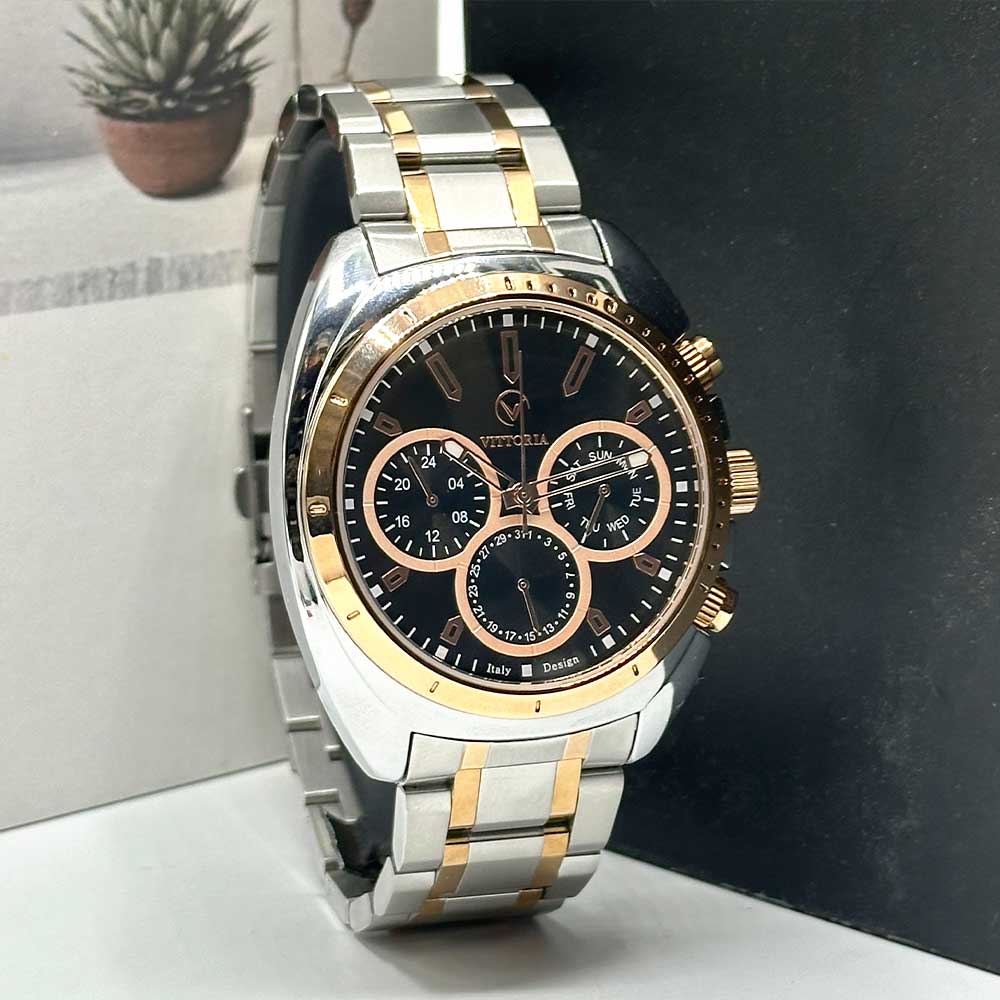 ساعت مردانه ویتوریا رزنقره ای مشکی vittoria-3350