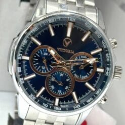 ساعت مردانه ویتوریا نقره ای سرمه ای vittoria-3379