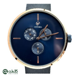 ساعت مردانه ویتوریا سرمه ای رزگلد VT-3213