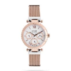 ساعت زنانه کرست رزگلد سفید crest-6199-2