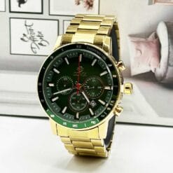 ساعت مردانه داویکس طلایی سبز dovix-4014