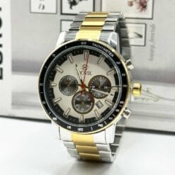 ساعت مردانه داویکس طلایی نقره ای سفید dovix-4014