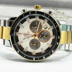 ساعت مردانه داویکس طلایی نقره ای سفید dovix-4014