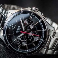 ساعت مردانه کاسیو نقره ای مشکی mtp-1374d-1av