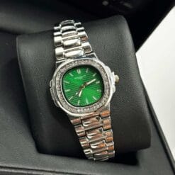 ساعت زنانه پتک فیلیپ نقره ای سبز patek philippe