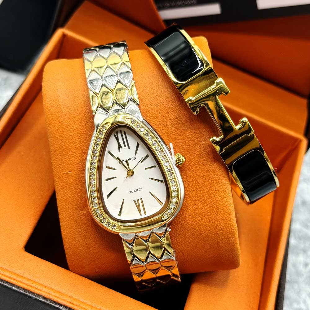 ساعت زنانه سان لیفکس طلایی نقره ای Sunlifex