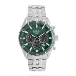 ساعت مردانه لاکسمی نقره ای سبز laxmi-8904-2