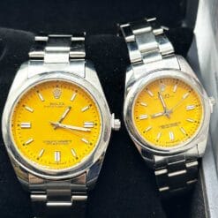 ست ساعت رولکس اویستر نقره ای پرتقالی rolex oyster