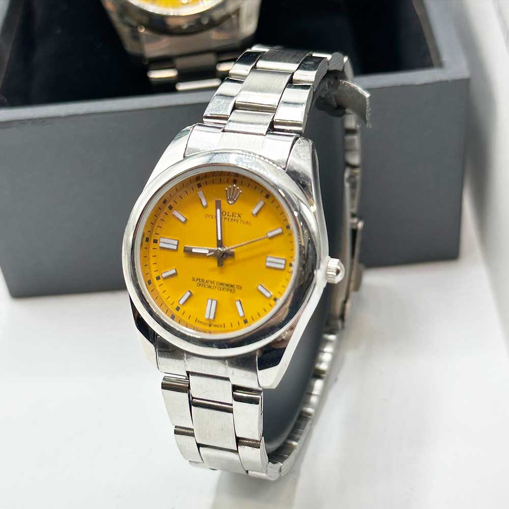 ست ساعت مچی زنانه و مردانه رولکس اویستر Rolex Oyster 10 ست ساعت رولکس اویستر نقره ای پرتقالی rolex oyster