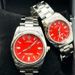 ست ساعت مچی زنانه و مردانه رولکس اویستر Rolex Oyster 18 ست ساعت رولکس اویستر نقره ای قرمز rolex oyster