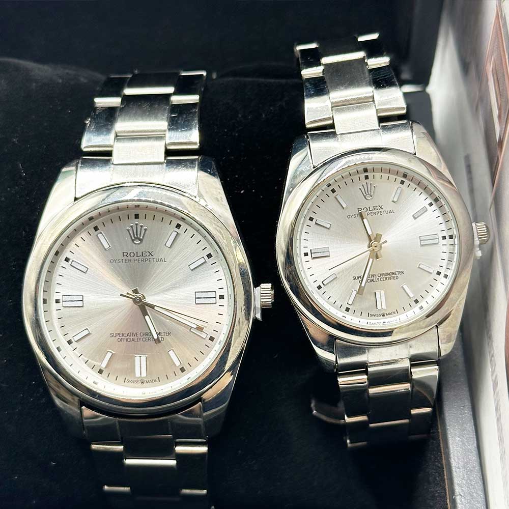 ست ساعت مچی زنانه و مردانه رولکس اویستر Rolex Oyster 7 ست ساعت رولکس اویستر نقره ایrolex oyster