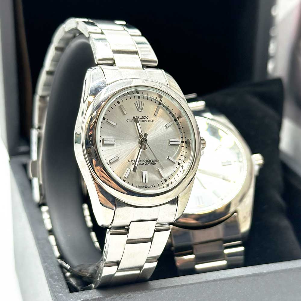 ست ساعت مچی زنانه و مردانه رولکس اویستر Rolex Oyster 14 ست ساعت رولکس اویستر نقره ای rolex oyster