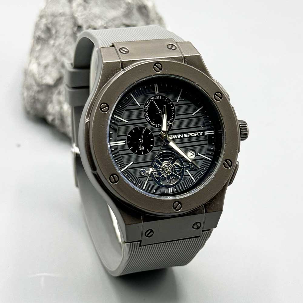 ساعت مچی مردانه بیوین اسپرت Bwin Sport 1041 8 ساعت مردانه بیوین اسپرت طوسی مشکی bwinsport-1041