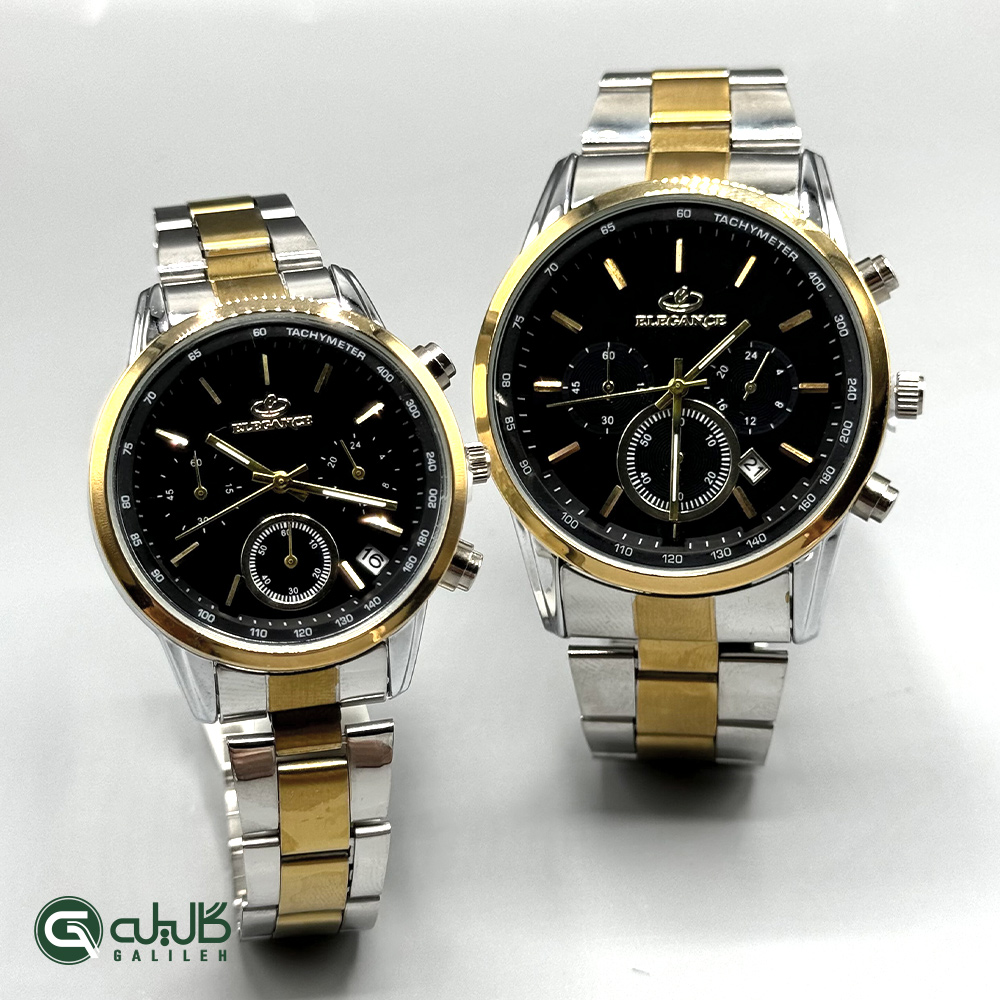 ساعت ست طلایی نقره ای مشکی elegance-set-6011