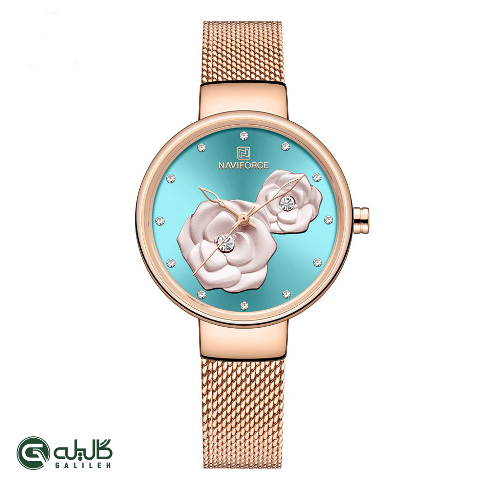 ساعت زنانه نیوی فورس رزگلد تیفانی naviforce-5013