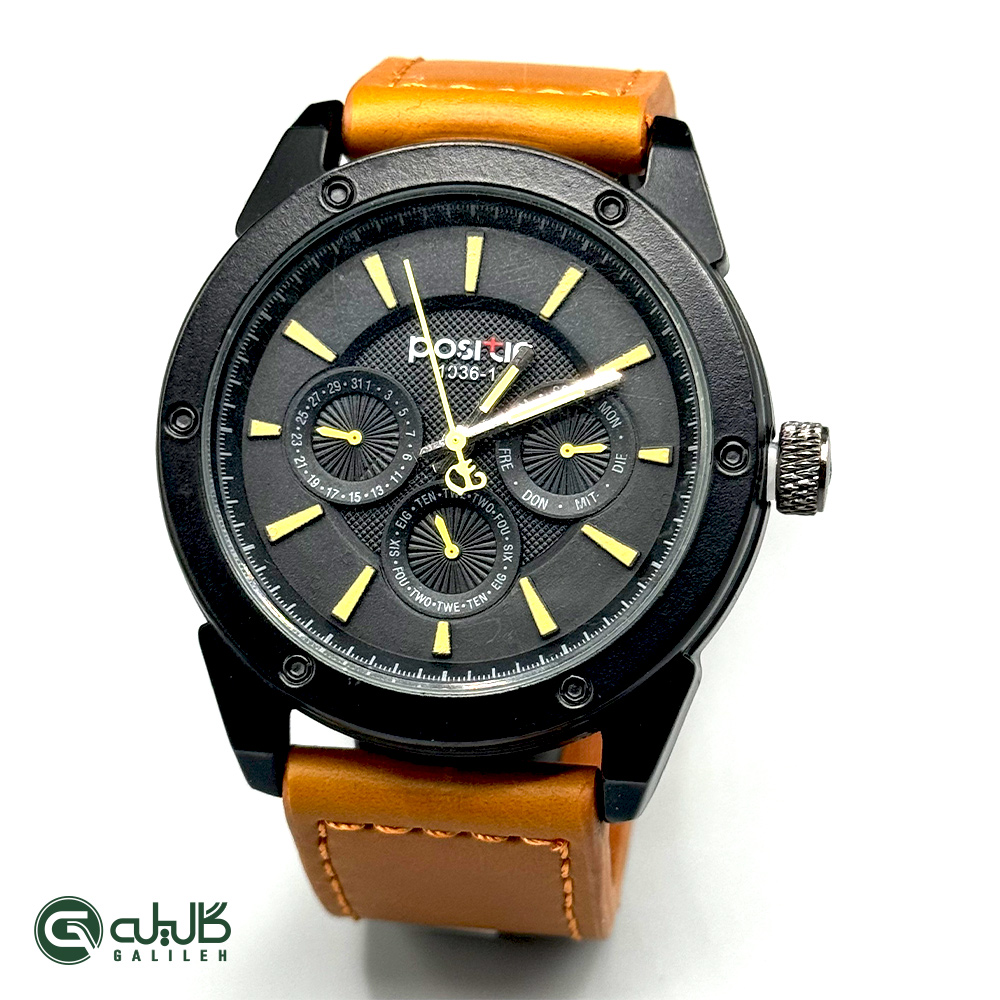 ساعت مچی مردانه پوزیتیف Positif 0902 3 ساعت مردانه پوزیفیت عسلی مشکی pos-0902