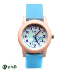 ساعت بچگانه دخترانه آبی صورتی q&q-vr34j062y-2