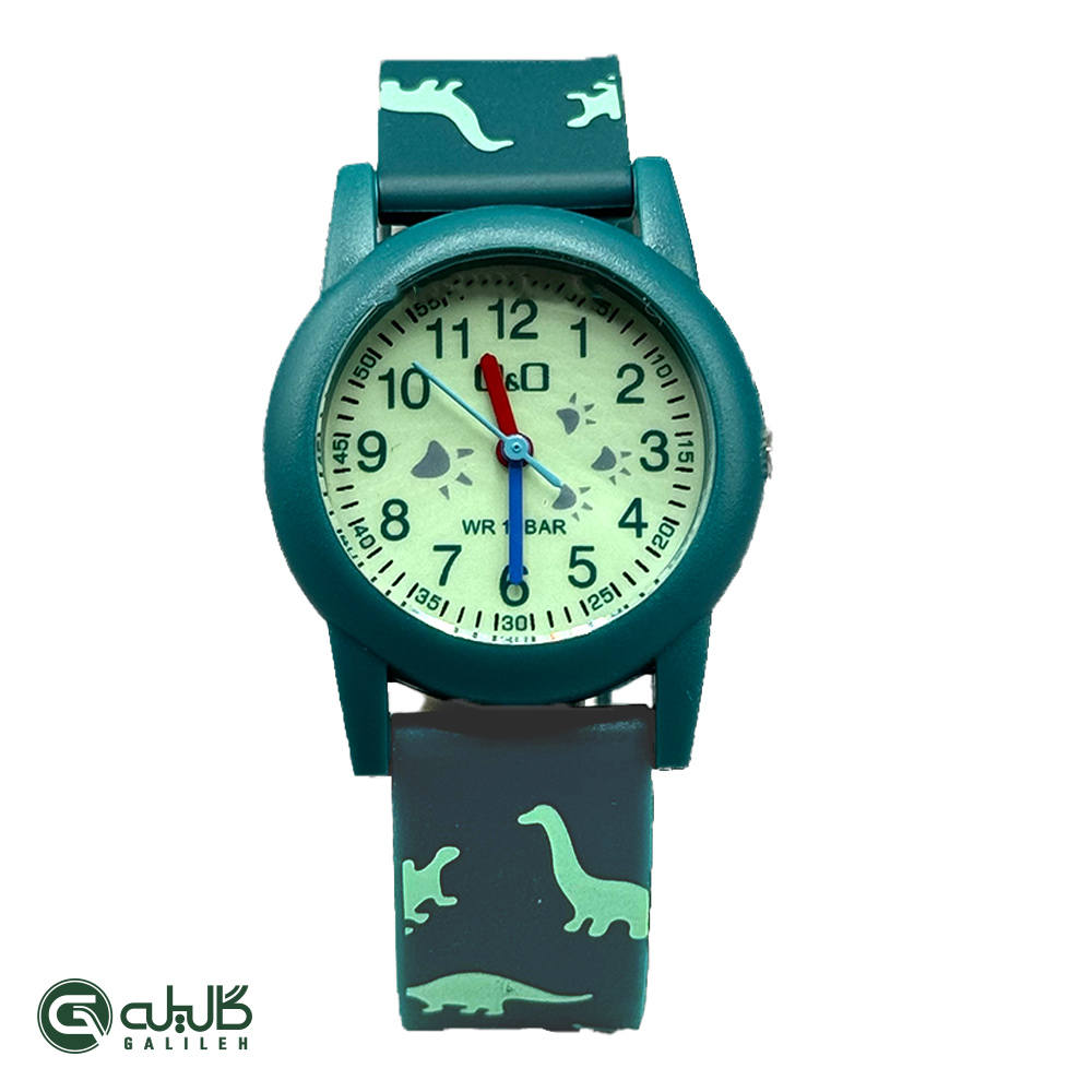ساعت مچی پسرانه کیو اند کیو Q&Q VR99J010Y-1 3 ساعت بچگانه پسرانه سبز کاج q&q-vr99-j010y-1